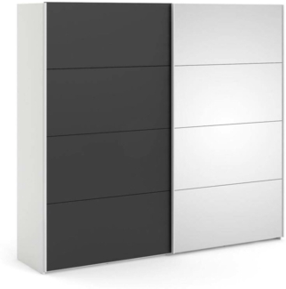 Dmora Kleiderschrank 2 Türen Catalina, Schlafzimmermöbel, Schrank, Garderobe, 243x61 h220 cm, Weiß und Schwarz