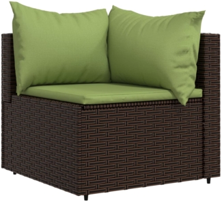 vidaXL Garten-Ecksofa mit Kissen Braun Poly Rattan 319825