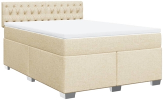 vidaXL Boxspringbett mit Matratze Creme 140x200 cm Stoff 3285923