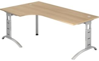 Winkeltisch FS82 C-Fuß 200x120cm 90° Eiche Gestellfarbe: Silber