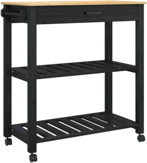 vidaXL Küchentrolley Schwarz 88,5 x 40 x 84 cm Massivholz Kiefer 42027038