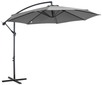 MC Star Sonnenschirm Kurbelschirm mit Stahlgestell und Polyestergewebe Grau, Ø2,95x2,45m für Garten Terrasse Balkon