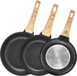 BLAZANT Pfannen-Set Induktion Antihaft 20+24+28cm Granitreo