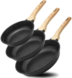 BLAZANT Pfannen-Set Induktion Antihaft 20+24+28cm Granitreo