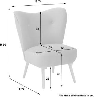 Sessel Kaila Bezug Samtvelours Buche erlefarbig lackiert / grau 23183