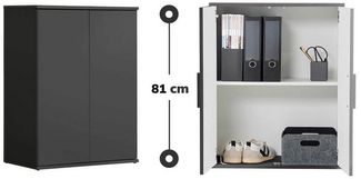 mokebo® Mehrzweckschrank 60 cm Breite 'Der Kurze', kurzer Schrank in Grau BZW. Schwarz Matt aus Holz, grifflose Öffnung, funktionaler Aktenschrank, Made in Germany | Anthrazit