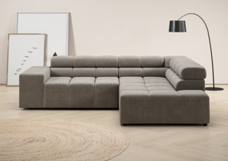 INOSIGN Ecksofa Ancona, incl. Kopfteilverstellung + 3 Zierkissen, L-Form, bequem, wahlweise motorische Sitztiefenverstellung, B/T(H: 249/215/70 cm