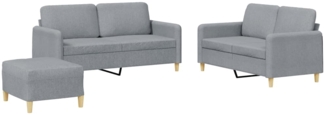 vidaXL 3-tlg. Sofagarnitur mit Kissen Hellgrau Stoff 3202094