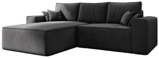 MOEBLO Ecksofa ERNO II, Ecksofa aus Samststoff, Couch für Wohnzimmer, Schlafsofa Sofagarnitur Sofa Eckcouch L-Form, mit Schlaffunktion und Bettkasten