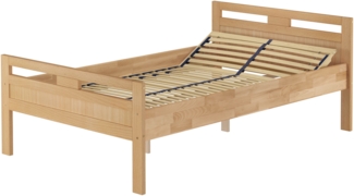 Überlanges Holzbett, Seniorenbett 120x220 Buche lackiert V-60.74-12-220Federholzrahmen inkl.