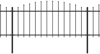 vidaXL Gartenzaun mit Speerspitze Stahl 1781,5 x 75 cm Schwarz 277712