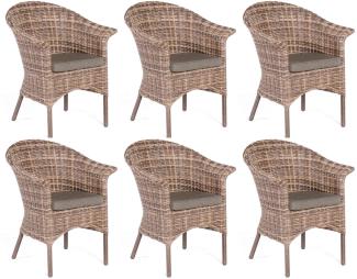 Sonnenpartner 6x Garten-Sessel Cayman Aluminium/Polyrattan nature-mix Gartenstuhl