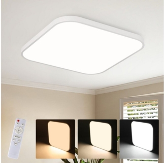 Nettlife LED Panel Dimmbar Weiß Eckig 15W 27 cm Deckenleuchte Badezimmer, Dimmbar mit Fernbedienung, LED fest integriert, Warmweiß Neutralweiß Kaltweiß, Schlafzimmer Wohnzimmer Küche Kinderzimmer Flur Balkon