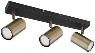 Deckenstrahler, Metall, Altmessing, Schwarz, L 41cm