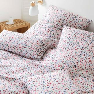 elegante Soft-Flanell Bettwäsche Berry weiß|160x210 cm + 65x100 cm