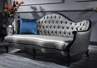 Casa Padrino Luxus Barock Sofa Silber / Schwarz 250x92 x H. 103 cm