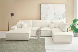 andas Wohnlandschaft FINNLEY U-Form XXL 329 cm, Schlafsofa, Schlaffunktion m. Bettkasten, (194/139 cm), Bouclé, Struktur und Cord