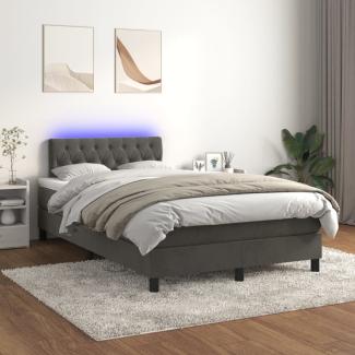 vidaXL Polsterbett mit Matratze & LED Dunkelgrau 120x200 cm Samt [3134574]