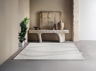 Vente-unique - Relief-Teppich - 100 % Wolle - handgetuftet - 200 x 290 cm - Elfenbeinfarben - SIRELIA