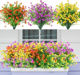 Künstliche Blumen Balkon 12 Bündel UV Beständige Deko Garten Innen Außen