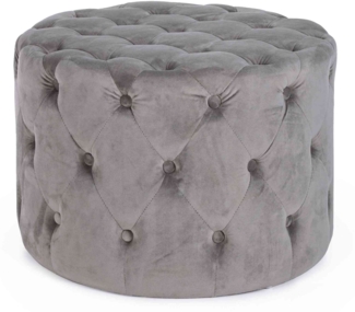 Pouf Lorella in Samt-Optik, Grau, 60 x 60 x 42 cm