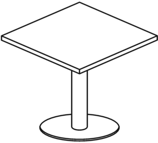 Säulenhubtisch, 80x80cm, Nussbaum / Schwarz