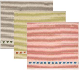 Betz Geschirrtuch 3 Stück Küchentücher mit Streifen und Tassenmotiv Größe 50 cm x 50 cm, (3-tlg), Küchenhandtuch Geschirrtuch