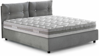 Dmora Einzelbett Sabazia, Bettkasten mit Stoffbezug, 100 % Made in Italy, Öffnung vorne, inklusive Matratze 80 x 190 cm, Grau