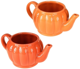 Viana Übertopf Keramik Teekanne Übertopf Orange 2er Set Herbstdeko