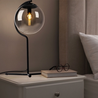 LED Tischleuchte, Metall, Glas, H 50 cm