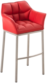 Barhocker GIBEL - Kunstleder Rot 64 x 48 x 110 cm Silber | Barstuhl Mit Lehne Tresenhocker Tresenstuhl Kneipenhocker Kneipenstuhl