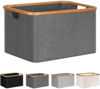 Wäschekorb Faltbarer 60L Bambus Stoff Storage Basket Aufbewahrung Klappbar