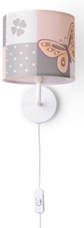 Paco Home Wandleuchte Cosmo 220, ohne Leuchtmittel, Lampe Kinderzimmer Stecker ∅18cm Schmetterling Kabel 3m E14