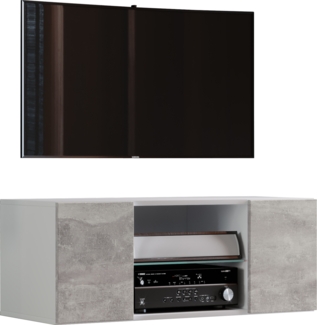 VCM TV-Möbel Jusa 916942 Weiß / Beton-Optik H. 40 x B. 115 x T. 36 cm