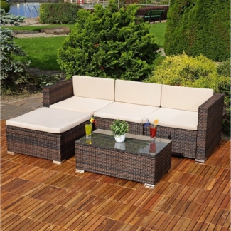 Melko Gartenlounge-Set Gartengarnitur Lounge Polyrattan 5tlg. Sitzgruppe Gartenset, (Set), Schraub-Ausgleich-Standfüße