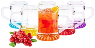 Sendez Schnapsglas 6 Schnapsgläser mit Henkel Mix Tequilagläser Stamper Wodkagläser, Glas