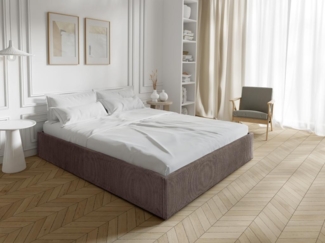 Vente-unique - Bettgestell mit Bettkasten - 180 x 200 cm - Cord - Braun - PONTOS von YSMÉE