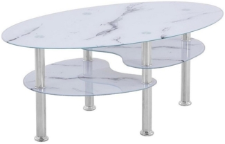HOOZ Couchtisch HOOZ Couchtisch 98x55cm Marmor weiß mit Ablage (Wohnzimmertisch, perfekt als Beistelltisch), Tischplatte Marmorweiß mit Ablage in Marmorweiß