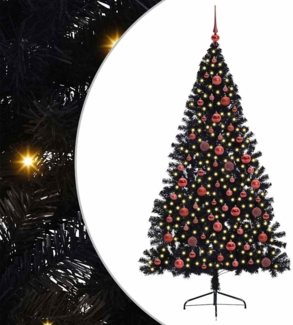 vidaXL Künstlicher vorbeleuchteter Weihnachtsbaum Schwarz 180 cm PVC 3397141