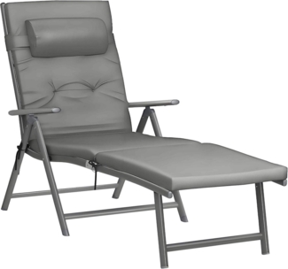 AMHANCIBLE Sonnenliege klappbar Liegestuhl Dicke Matratze Aluminium Gartenliege
