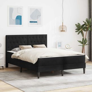 vidaXL Bettgestell mit Matratze mit Kopfteil Schwarz 140x190 cm Samt 3415052