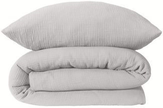 Schiesser Bettwäscheset Molly - Musselin - 2-teilig - 135 x 200 cm - Hellgrau