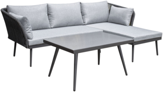 SUNERA Lounge, 3-tlg. inkl. Kissen + Couchtisch, Stahlgestell dunkelgrau