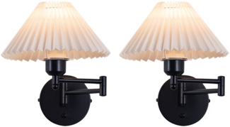 ZMH 2er Set Vintage Wandleuchten Innen: E27 Retro Lampenschirm verstellbare Wandbeleuchtung 40W.MAX weiß ohne Leuchtmittel