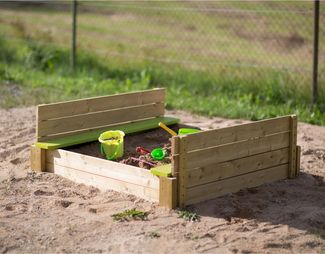 Wendi Toys Sandkasten 'Maus' mit Deckel, Holz Natur, 120 x 120 x 25 cm