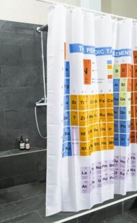 Goods+Gadgets Duschvorhang Periodensystem Breite 180 cm (Anti-Schimmel Badevorhang), Badewannen-Vorhang