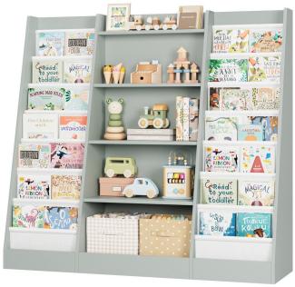 Homfa Bücherregal, Kinderregal mit 14 Ablagen Kinderbücherregal 129x120x35 cm