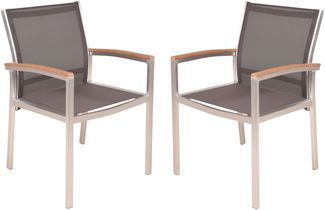 Gartenstuhl 2er Set EMIL - Kunststoff, Braun | Stapelstuhl Wetterfest Gartenstühle Outdoor Essstühle