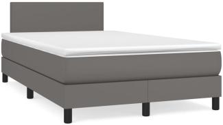 vidaXL Boxspringbett mit Matratze & LED Grau 120x190 cm Kunstleder 3270127