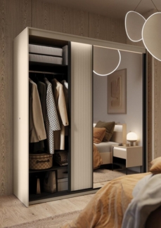 Compleo Schwebetürenschrank 200 cm breit FLORE, Modern Garderobe, Luxus Möbel